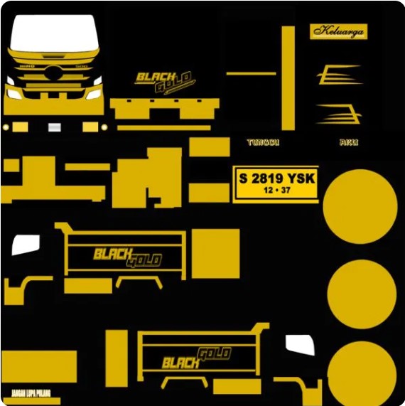 800+ Livery Truck Canter BUSSID Terbaru 29 Livery Bussid Truk Dump Hino Black Gold