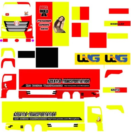 800+ Livery Truck Canter BUSSID Terbaru 27 Livery Truck Hino Tribal Cabe Red Yellow