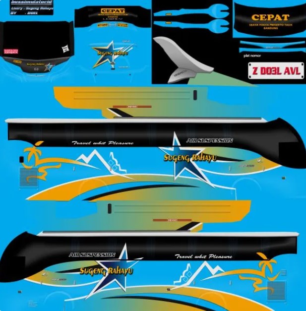 Livery Xtra High Decker Sugeng Rahayu Original Patas Spesial Biru