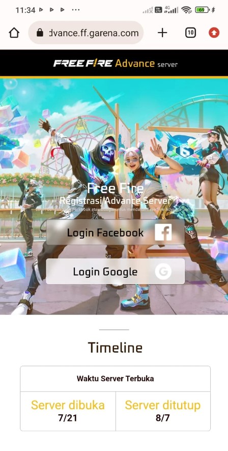 Download Free Fire Advance Server