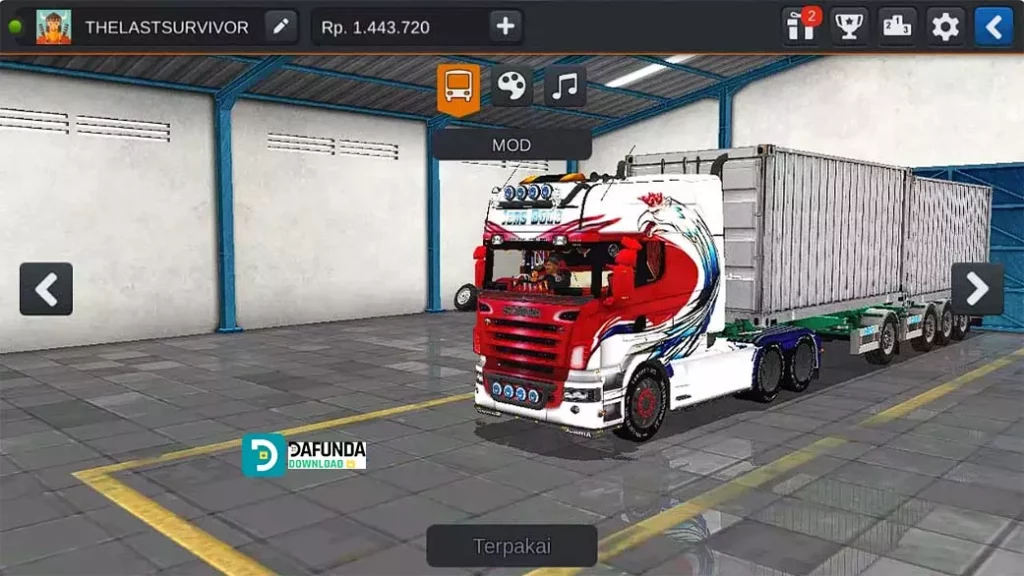 Mod Bussid Truck Trailer Gratis untuk Game Simulasi Bus Simulator Indonesia 16 Trailer Scania R580 Longline Double Peti Kemas