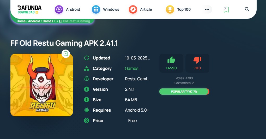 Download FF Old Restu Gaming Apk