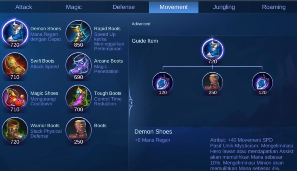 Nama Item Movement Mobile Legends